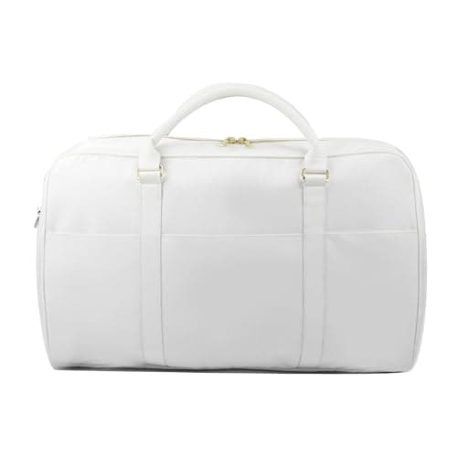 Travel Duffle Bag for Women & Men - Weekender Overnight Bag, Large Carry-On Gym Bag, Sports Duffel, Hospital Bag, Yoga Tote,Work Bag & Trolley Sleeve (White)