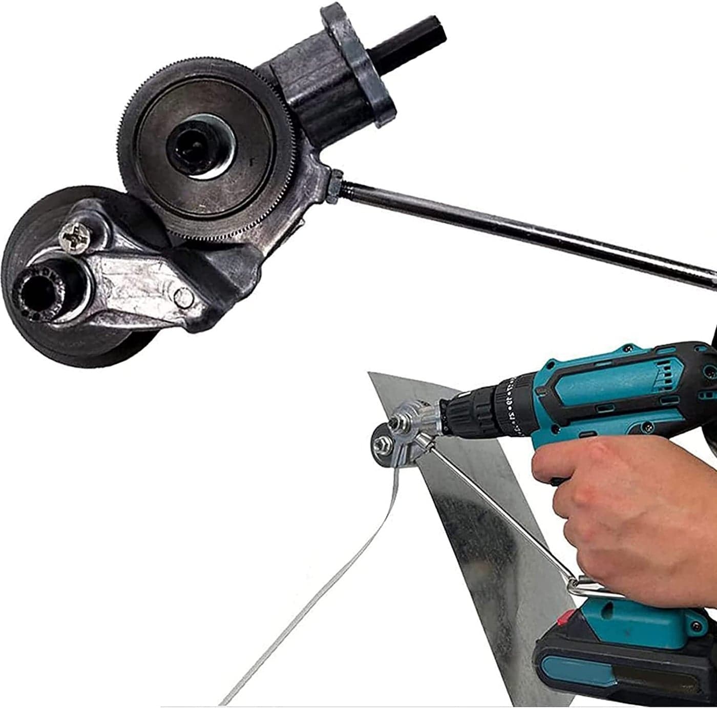 HELLARO New Electric Drill Plate Cutter Attachment Drill Attachment Metal Cutter Sheet Metal Cutter Drill Attachment Double Headed Sheet Metal Nibbler Cutter