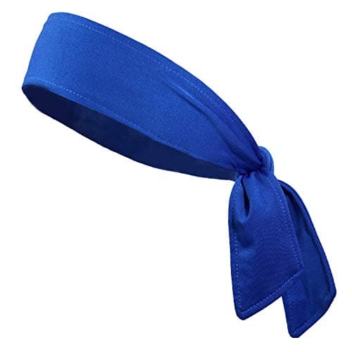 Kenz Laurenz Headbands Tie on Headband for Women Men Running Athletic Hair Head Band Elastic Sports, Basketball, Stetchy Yoga Workout Sweatbands Adjustable Non-Slip Moisture Wicking (Blue)