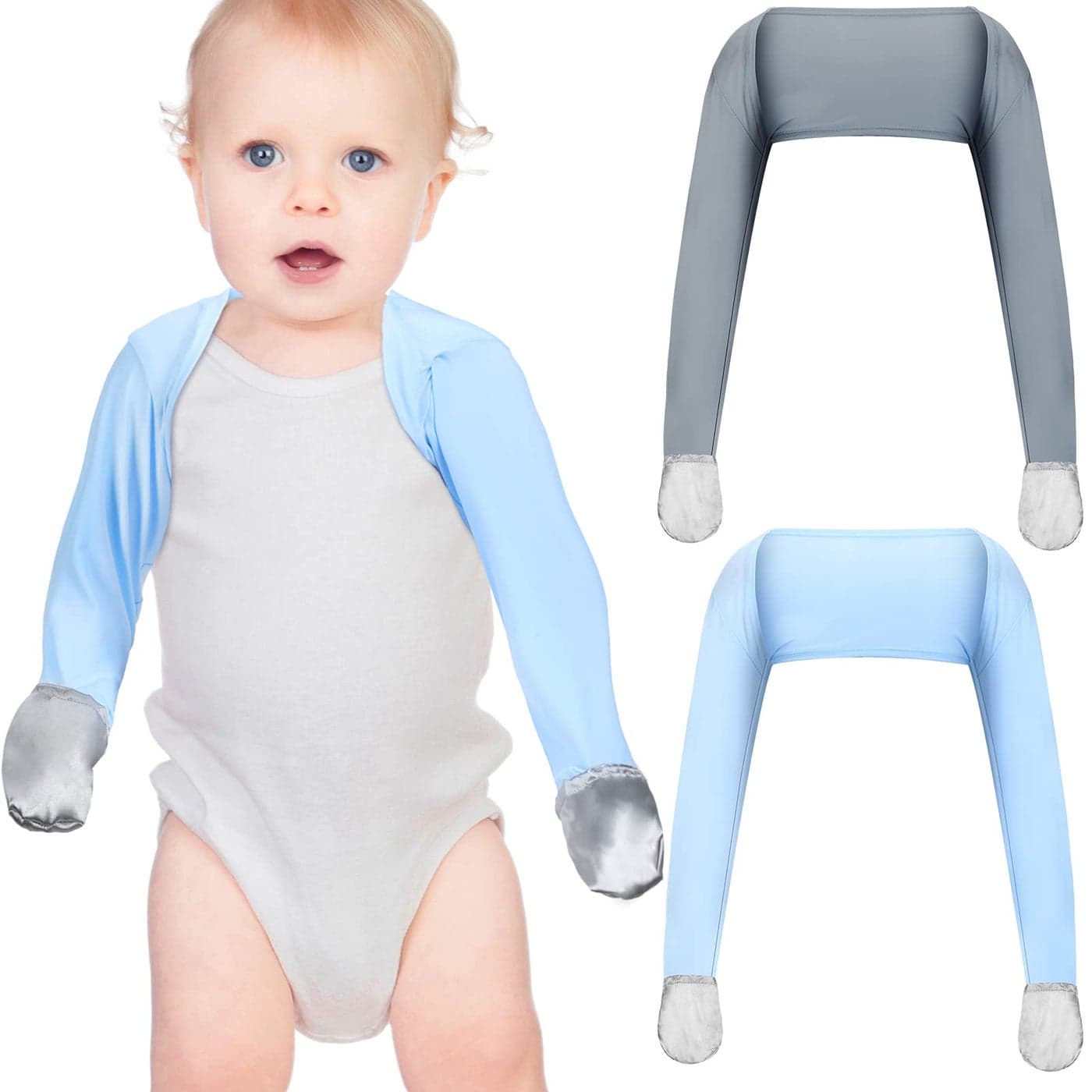 Sureio 2 Pieces Baby Eczema Mitten Scratch Sleeves Stay on Scratch Mitts Eczema Gloves Kids Baby Clothing for Toddlerfor 18 Months