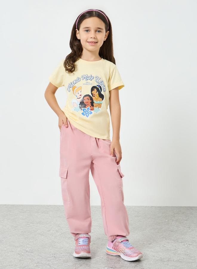 Girls Pink Solid Cargo Joggers — 5-6 YRS