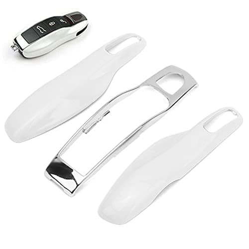 Car Key Case For 911 Boxste Key Fob Protector Cover Shell Case Trim Replacement (White + Silver)