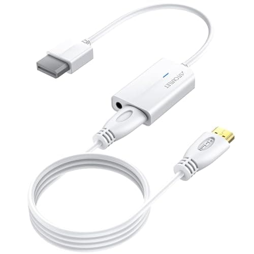 AUTOUTLET Wii to HDMI Converter 1080P with 6ft High Speed HDMI Cable Wii2 HDMI Adapter with Blue Indicator, Output Video&Audio with 3.5mm Jack Audio Compatible with Full HD Devices