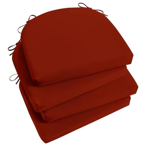Basic Beyond Outdoor Chair Cushions Set of 4 Outdoor Cushions for Patio Furniture Water Resistant Patio Chair Cushions with 2 Ties 17x16x2 Brick Red