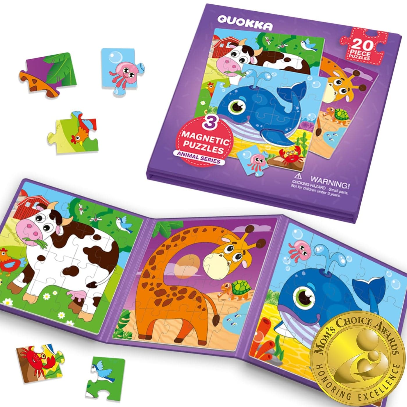 QUOKKA Sudoku Magnetic Puzzles for Toddlers 2-4 - 20 Pieces Sudoku Puzzles Games for Kids Ages 3-5 - Animal Car Activities Toy for Boys and Girls 4-6 yo - Learning Magnet for Road Trip