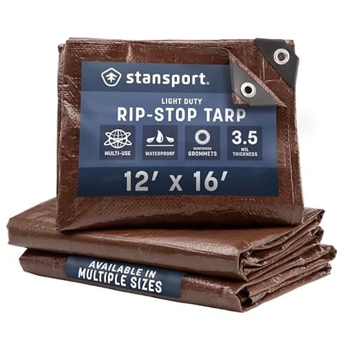 Stansport Light-Duty Rip-Stop Tarp 12' x 16' - Brown (U-1216)
