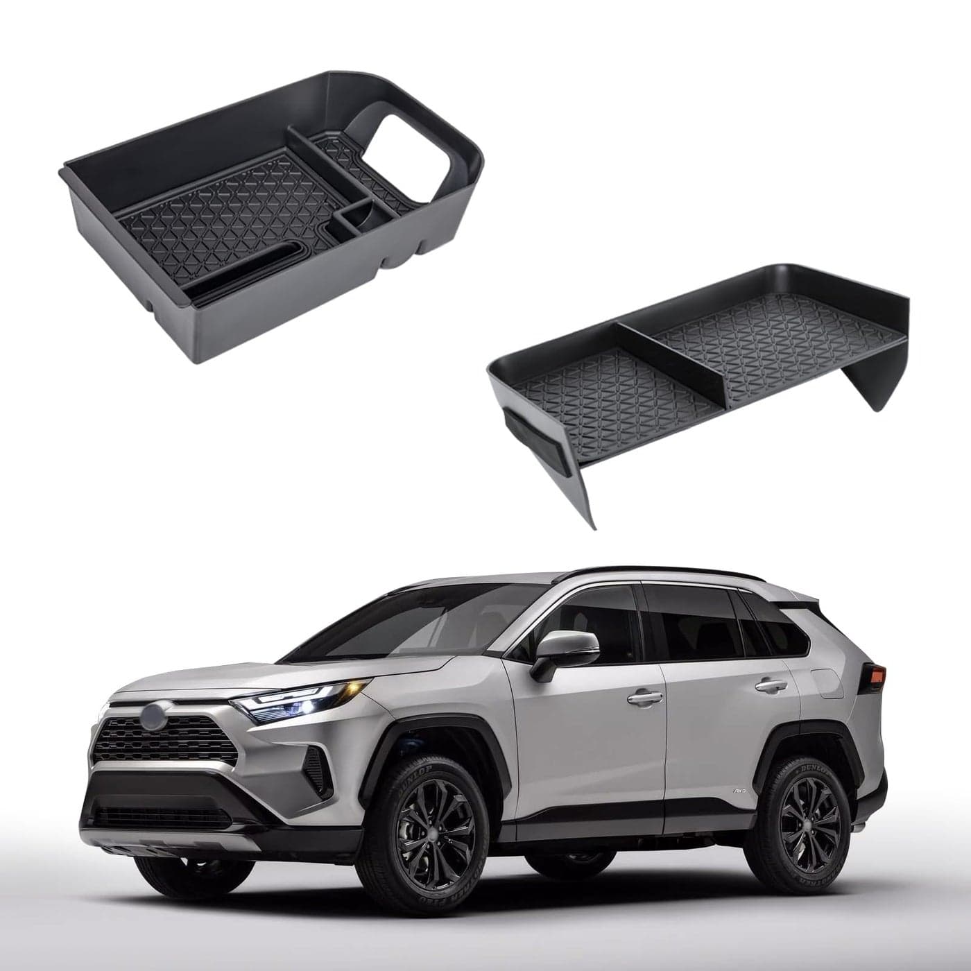 Neepiar 2PCS Center Console Organizer Tray and Armrest Storage Box Compatible with Toyota RAV4 2025 2024 2023 2022 2021 2020 2019 Insert Secondary Storage box Accessories