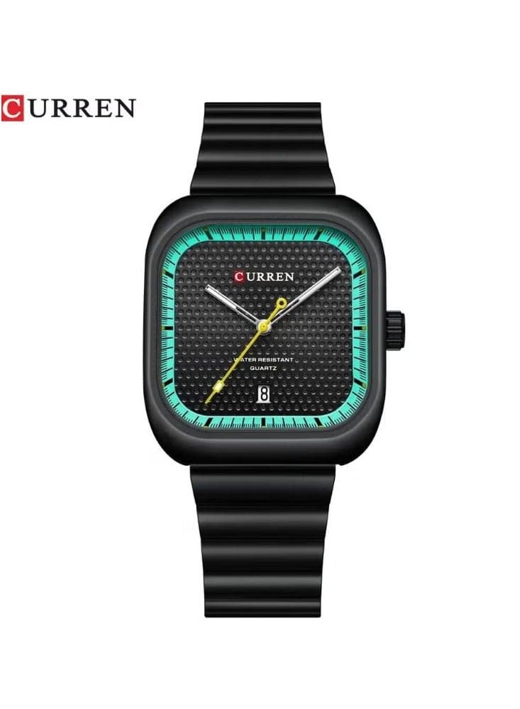 Curren 8460 Casual Steel Strap Square Men Quartz Watch