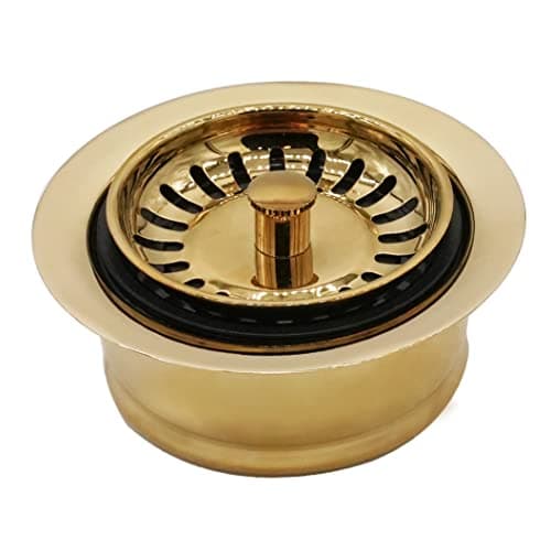 Westbrass D2082S01 312 ExtraDeep Collar Kitchen Sink Waste Disposal Flange Strainer Stopper Polished Brass