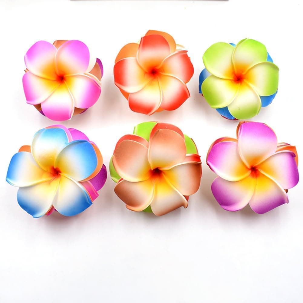 5 Pcs Colorful Hawaii Plumeria Flower Clips Hawaiian Flower Hair Barrettes Beach Party Hair Clips Artificial Tropical Flower Hairpins for Wedding Hair Clips Clips and Barrettes Hair Accessories
