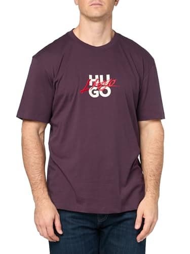 HUGO Script Stack Logo Short Sleeve Tshirt Grape L