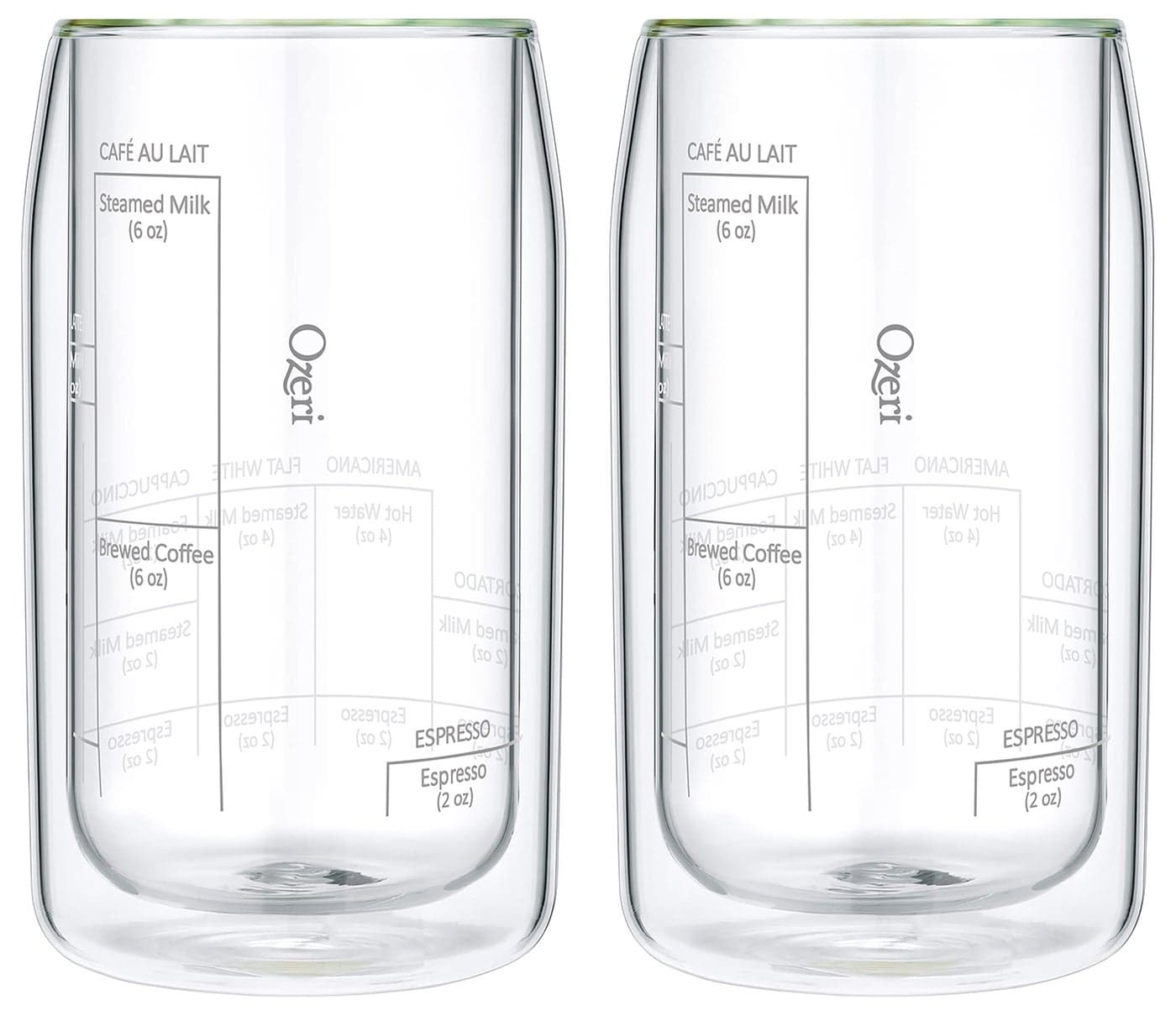 Ozeri Moderna Artisan Series Double Wall Barista Coffee Glass 15 oz Clear