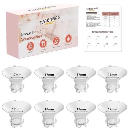 8pcs 17mm Upgraded Flange Insert Compatible with Momcozy M9/M6/M5/V1 pro/V2 pro/S12 pro Pumps, Fit for Spectra/Medela/eufy/TSRETE/Elvie/Lansinoh Breast Pumps,Flange Sizing Kit Silicone Flange Insert