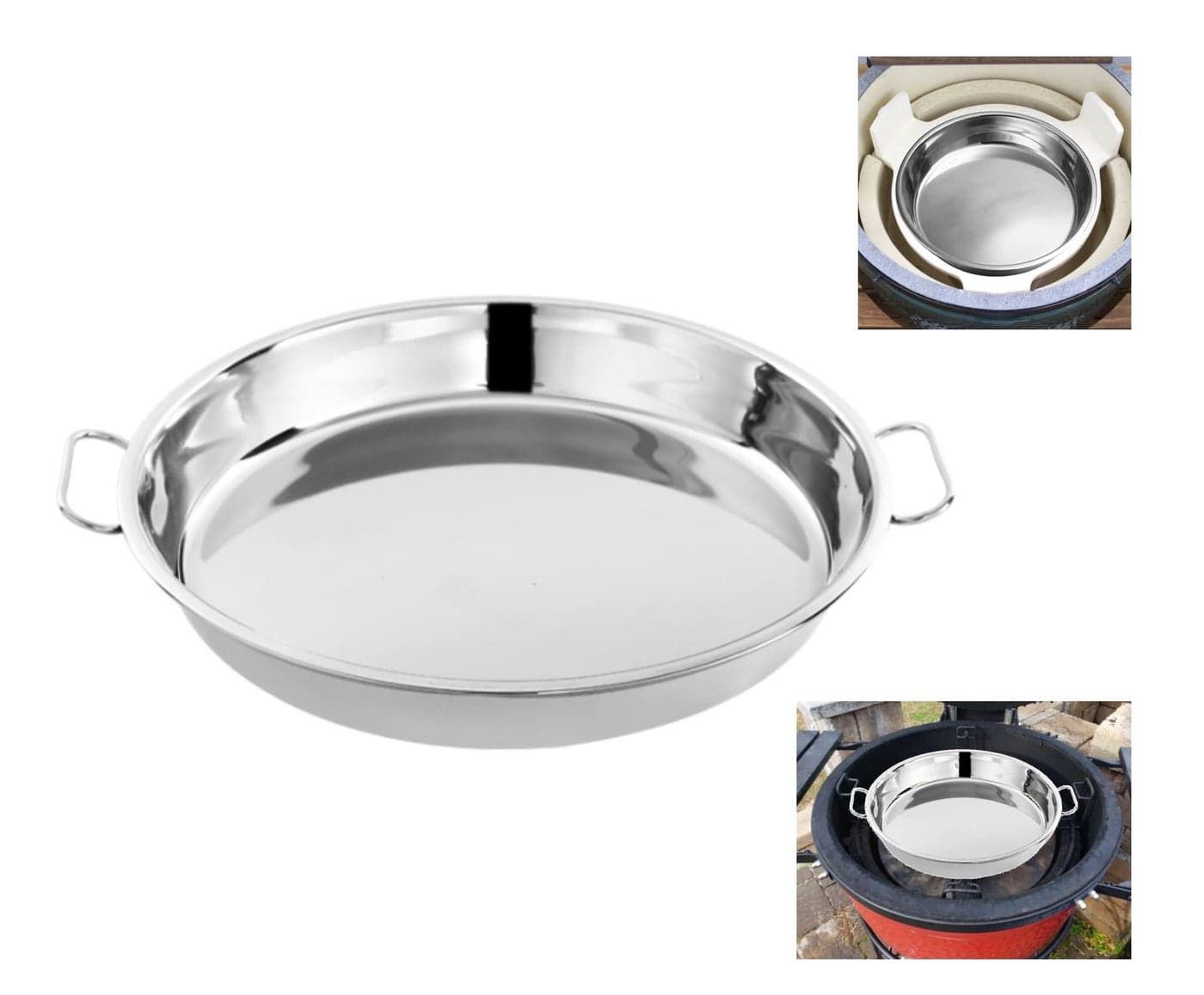 lxkj Stainless Steel Drip Pan Perfect for Big Green Egg Kamado Joe Classic Joe Acorn Weber Grills Smokers Baking Tray Salad Plates 13 Diameter Round Reusable and Easy to Clean