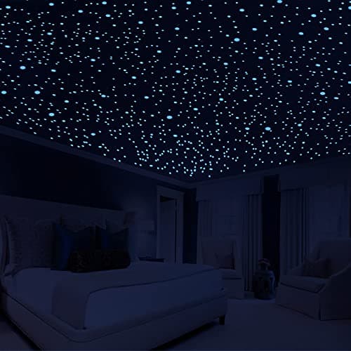 808 PCS Glow in The Dark Stars for Ceiling, Glowing Wall Decals Decor Stickers,(404 Pcs Green and 404 Sky Blue) 3D Adhesive Dots Decor Starry Sky Decor for Kids Bedroom or Birthday Gift