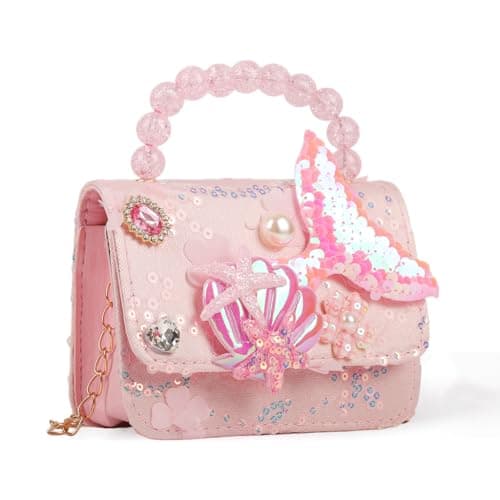PATPAT® Mermaid Sling Bag for Girls, Fashion Pink Cute Hand Bag for Girls Shoulder Stylish Latest Gifts Kids Age 3-8 Purse Cross Body Woman, 14x5x11cm