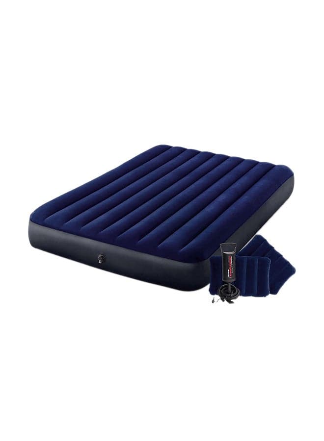 Dura Beam Classic Downy Airbed With Hand Pump Queen Size Blue/Grey