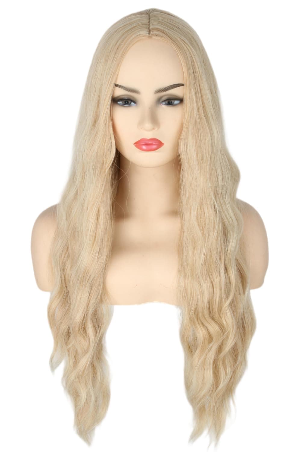 LeMarnia Blonde Wigs for Women Fluffy Long Wavy Sarah Wigs Heat Resistant Synthetic Wig for Daily Party