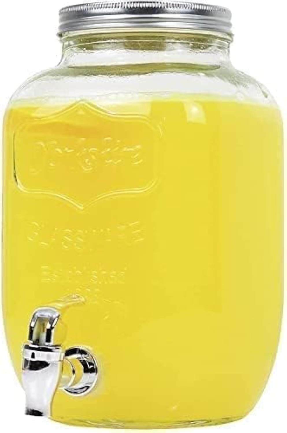 ARUZEN Premium Glass Dispenser with Tap and Airtight Steel Lid, Cold Beverage Dispenser for Beer, Water, Cocktails (4 LTR Glass Jar)