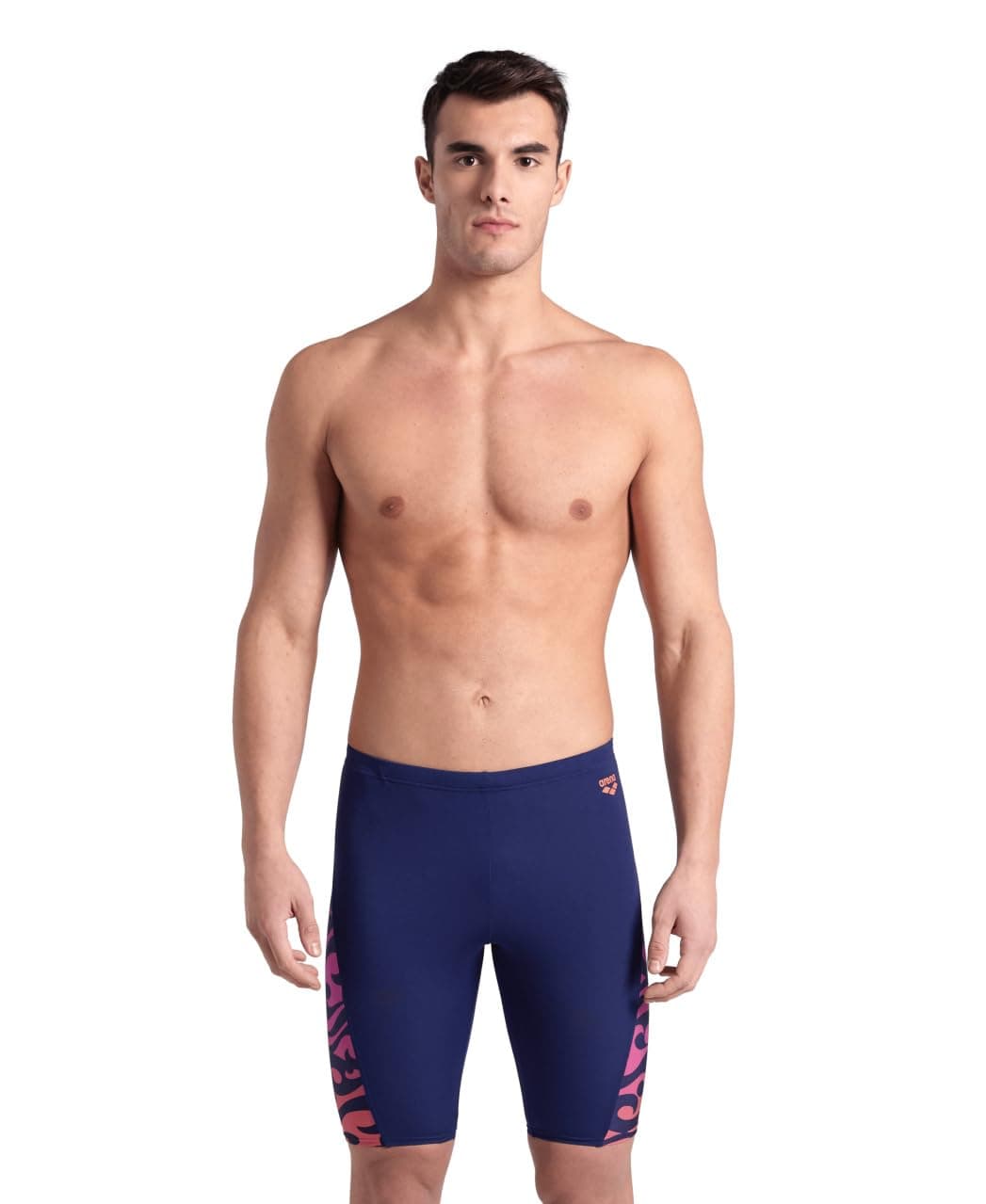 ARENA Performance Men's Surfs Up Swim Jammer MaxLife Knee-Length Swimsuit Athletic Pool Training Competitive Bathing Suit, Navy/Navy Multi, US Size 22