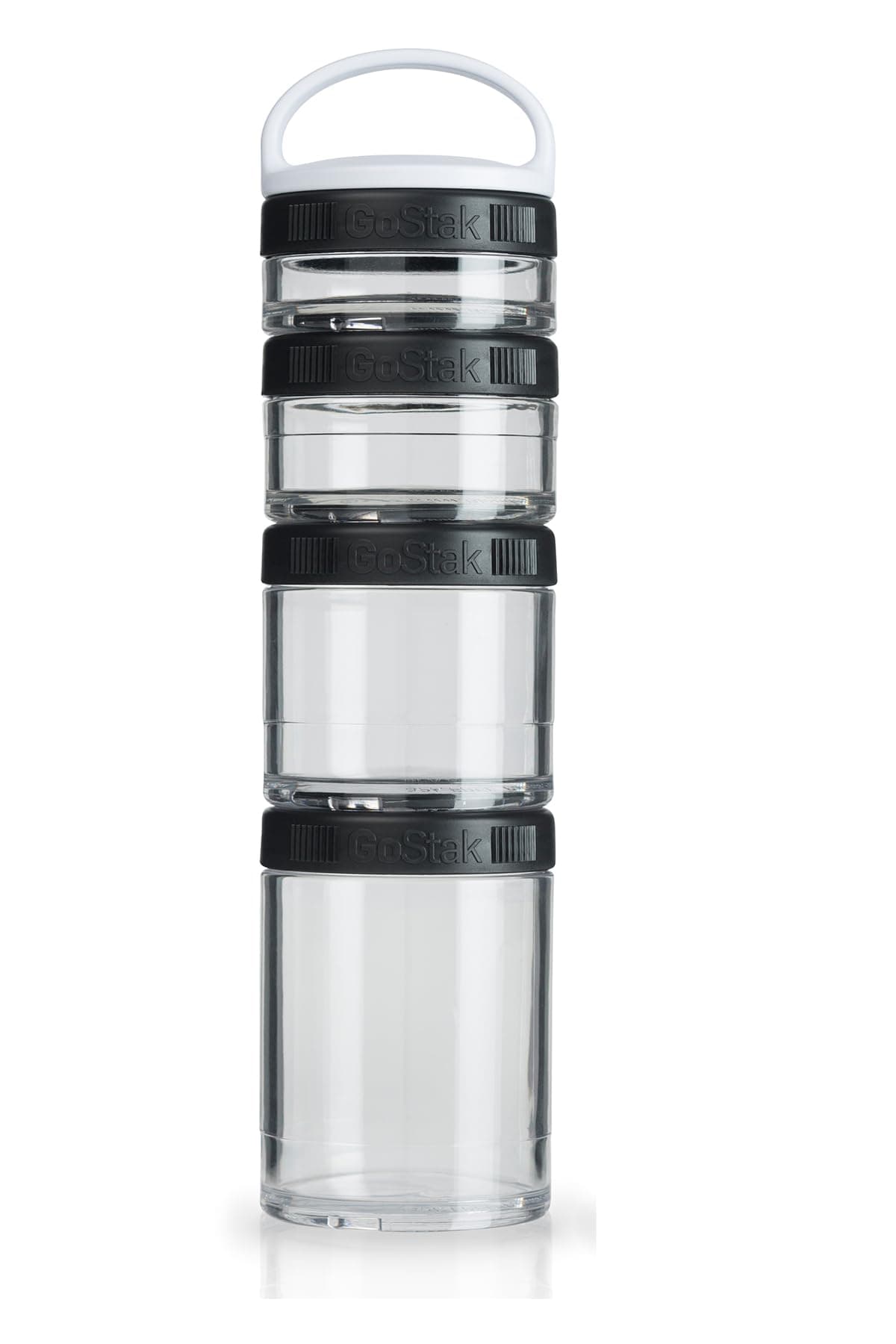 BlenderBottle GoStak Twist n Lock Storage Jars 4Piece Starter Pak Black