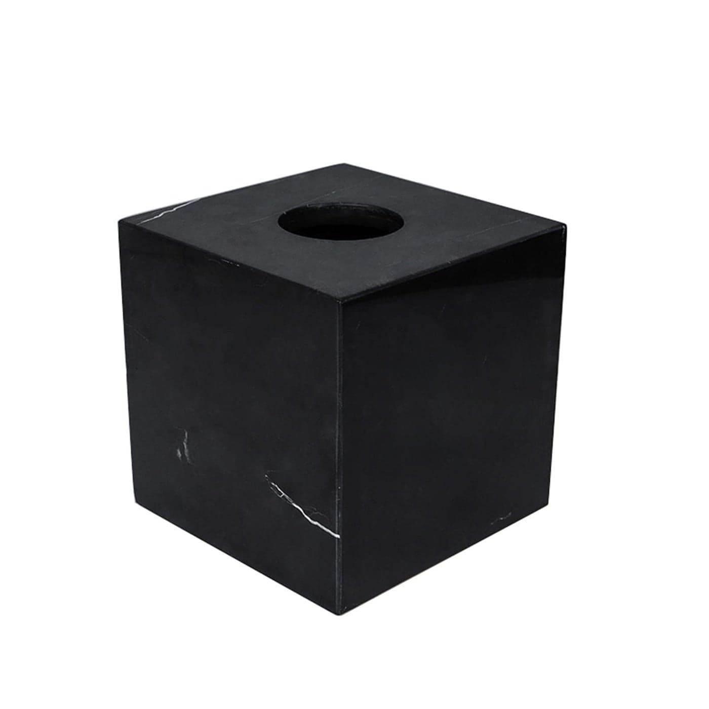 StonePlus Natural Smooth Marble Tissue Holder Roll Paper Holder with Removable Acrylic Bottom for Tables Night Stands Countertops Black 57Lx57Wx57H