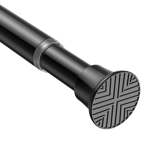 ZIPGLO Tension Rod 30-76 Inch - 1pack Spring Loaded Curtain Rods, Black Tension Curtain Rod Expandable Curtain Rods Tension Adjustable Rod Without Drilling, Tension Rods For Bathroom Doorway Window