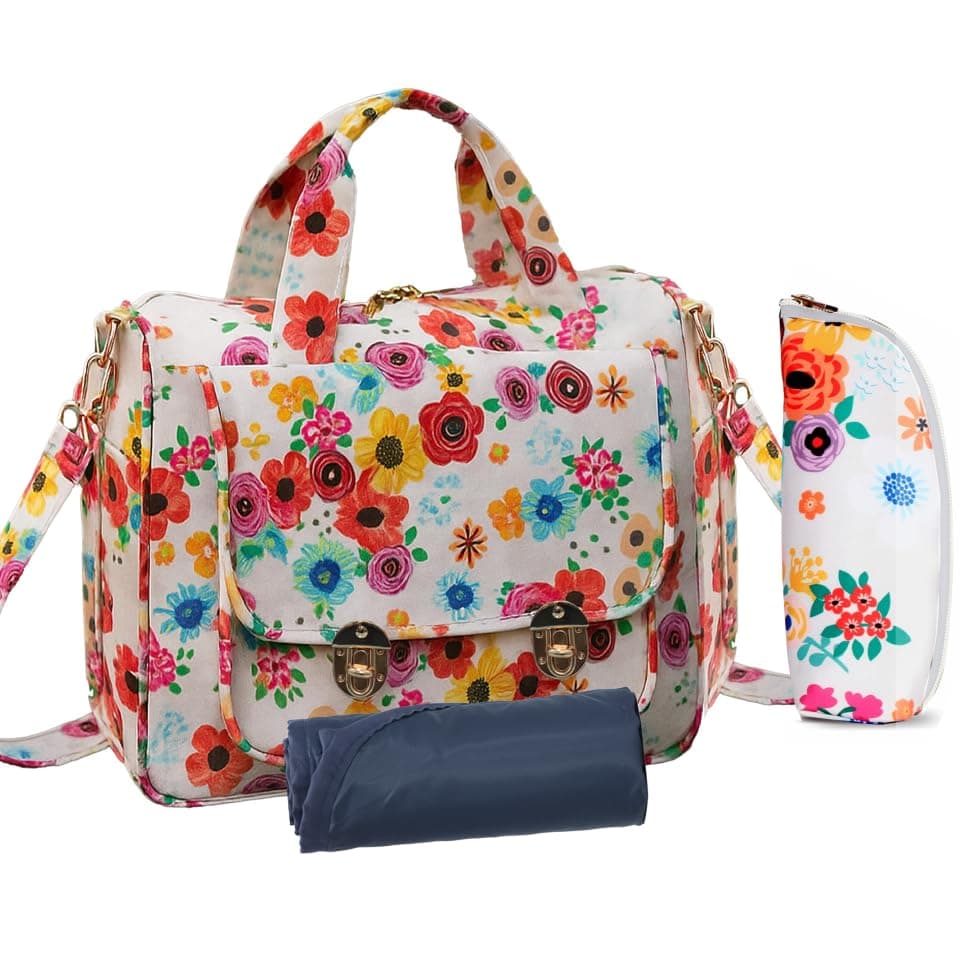 Motherly Wow Tote Diaper Bag for Mothers for Travel, Maternity Bag for Newborn Baby, Multiple Pocket Water Resistant Baby Bag (Garden Glam)