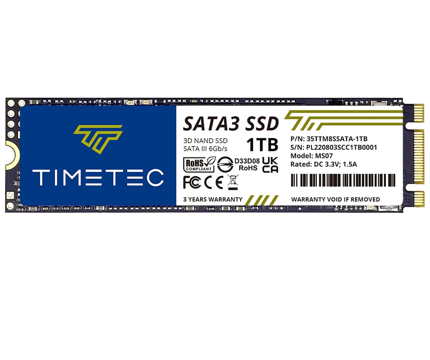 Timetec 1TB SSD 3D NAND SATA III 6Gb/s M.2 2280 NGFF 512TBW Read Speed Up to 550MB/s SLC Cache Performance Boost Internal Solid State Drive for PC Computer Laptop and Desktop (1TB)