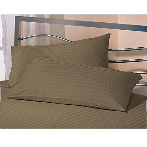 Daksh Sateen Stripe 300 TC Cotton Pillow Cover, 20 x 30 inch, Brown, 2 Pieces