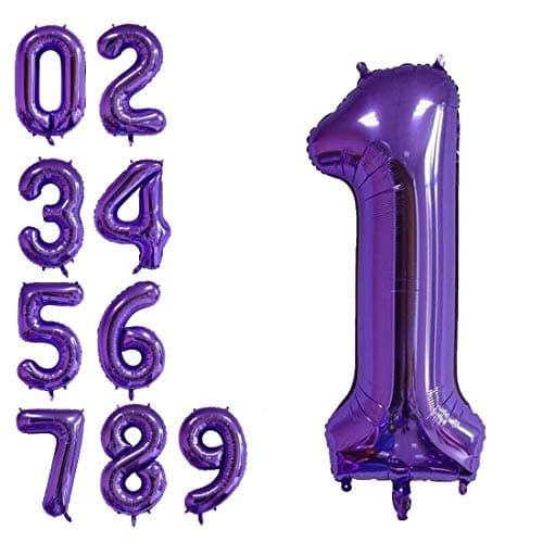 40 Inch Jumbo Purple Number 1 Balloon Giant Balloons Prom Balloons Helium Foil Mylar Huge Number Balloons for Birthday Party Decorations/Wedding/Anniversary