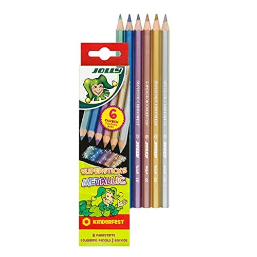 Jolly Supersticks Premium European Metallic Colored Pencils Set of 6 Perfect for Adult and Kids Coloring