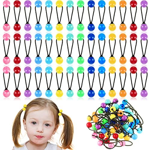 36 Pieces Hair Ties Balls Ponytail Holders Colorful Twin Bead Ponytail Balls 80s 90s Elastic Hair Accessories for Baby Kid12 mmColorful