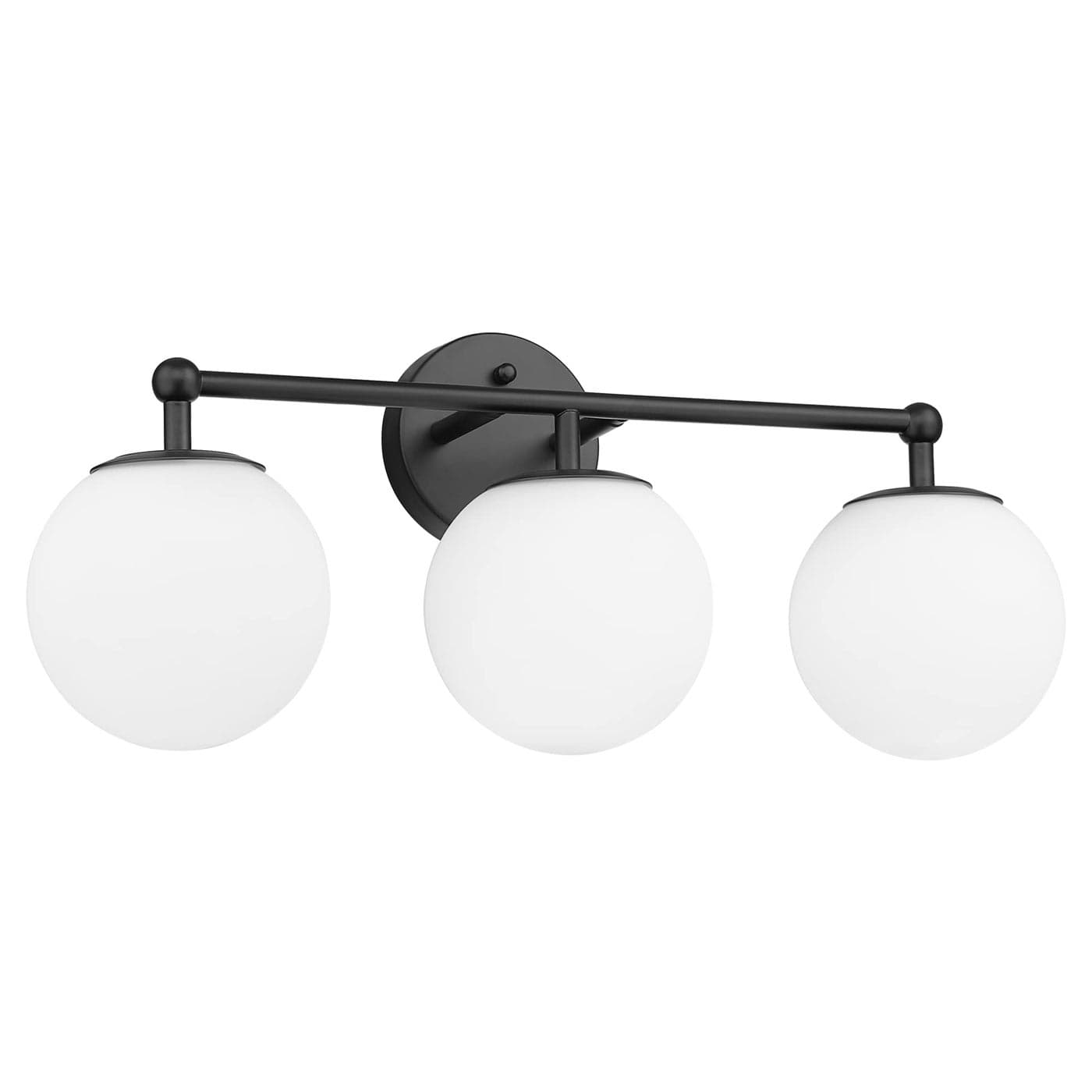 AKEZON Black Vanity Lights for Bathroom Farmhouse Bathroom Light Fixtures 3Light Over Mirror with Milky Glass Globe Shade KW73073