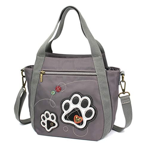 CHALA Venture Mini Carryall RFID Protected Nylon Bag with Adjustable Crossbody Strap Paw Print gray