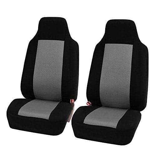 FH Group 3D Air Mesh Car Seat Covers Front Set – Universal Fit Automotive Seat Protectors, Washable Low Back Bucket Seat Covers for SUV, Sedan, Car Accessories, Gray/Black