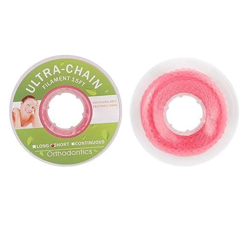 ANNWAH Dental Colorful Orthodontic Braces Rubber ChainsDental Rubber Chains for Braces Power Chains for Orthodontic TreatmentLongRed 4