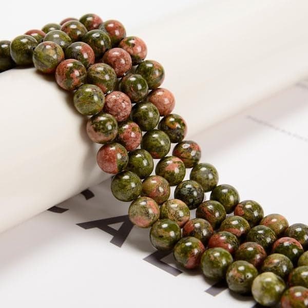 Beadsnfashion 1 Strand 8mm Natural Unakite Gemstone Beads – 48pcs Round Healing Crystal Beads for Jewelry Making, DIY Crafts, Bracelet & Necklace Design
