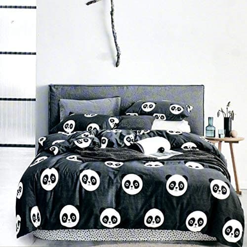 MORADO Premium Glace Cotton Cartoon Design Duvet Cover - Single, Black with Zipper