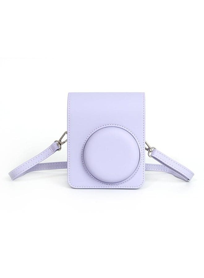 Vintage PU Leather Camera Case for Fujifilm Instax Mini 13, Protective Bag with Strap Compatible with Instant Camera, Travel, Daily Use (Purple)