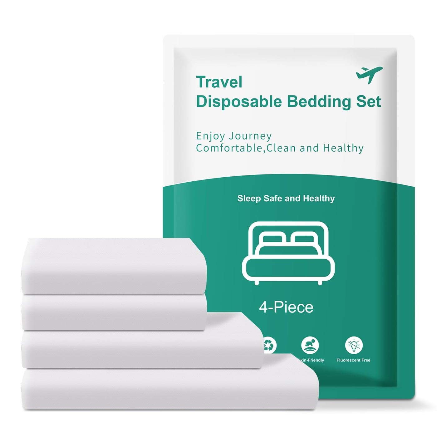 KIIS Travel-Safe Disposable Cover Sheets for Travel, Disposable Bed Sheet, Disposable Duvet/Comforter Cover, Disposable Pillowcases, Perfect for Hotels & Trips (King Size)