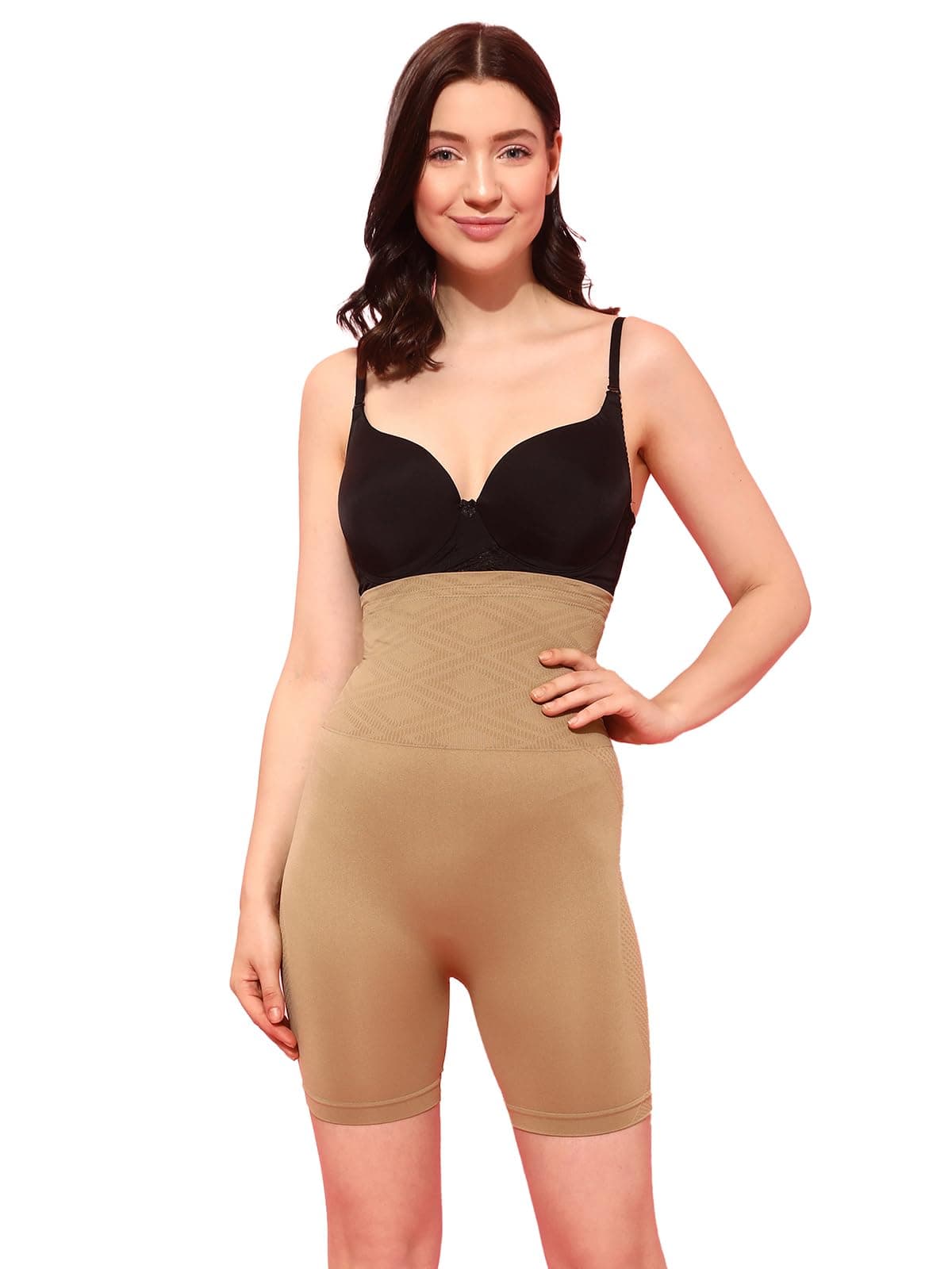 Clovia Women's Slim,Modern Other Shapewear (SW0007J24-S/M_Beige_Small / Medium)
