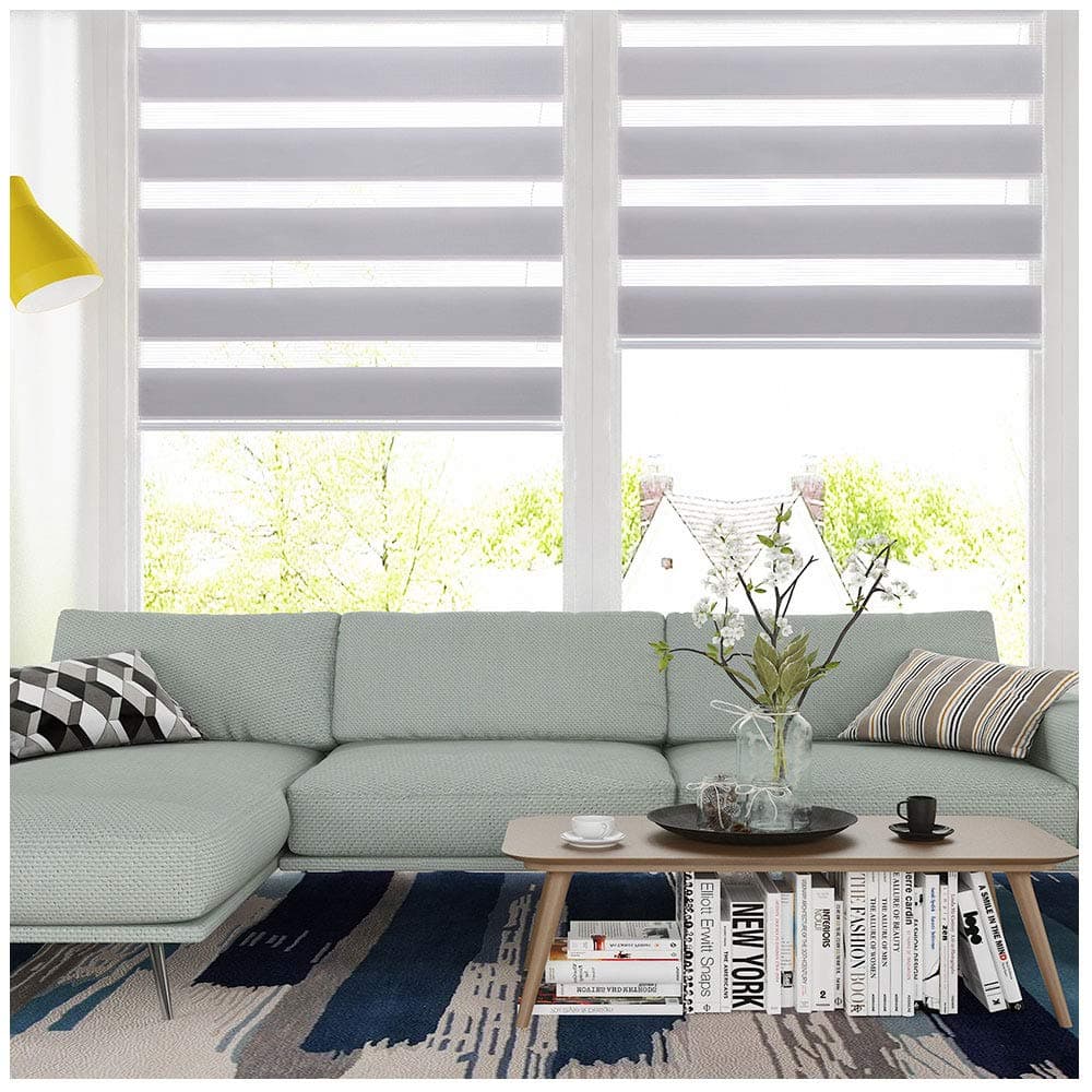 SMONTER Easy Fix Zebra Roller BlindDay and Night Blinds Curtains with Install Accessories 60CMx150CM GREY