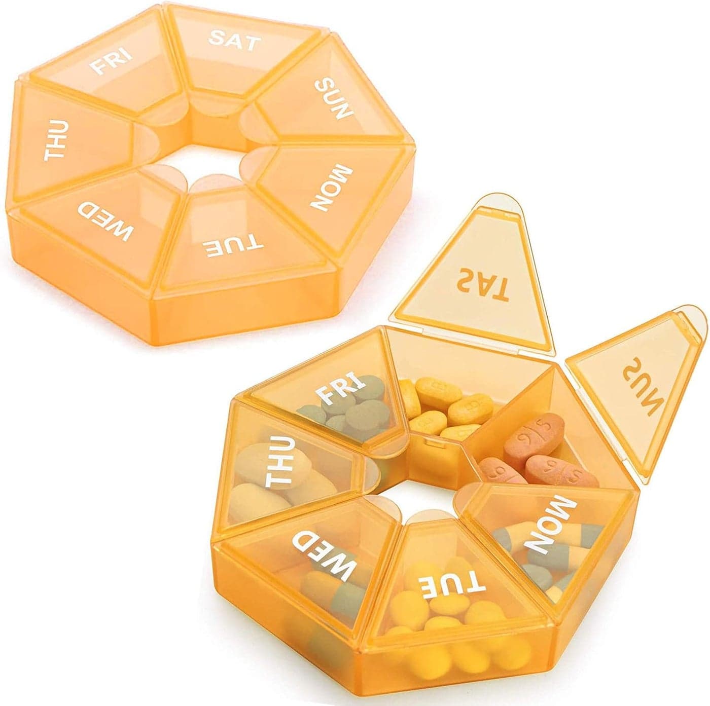 Weekly Pill Organizer for Adults - Orange