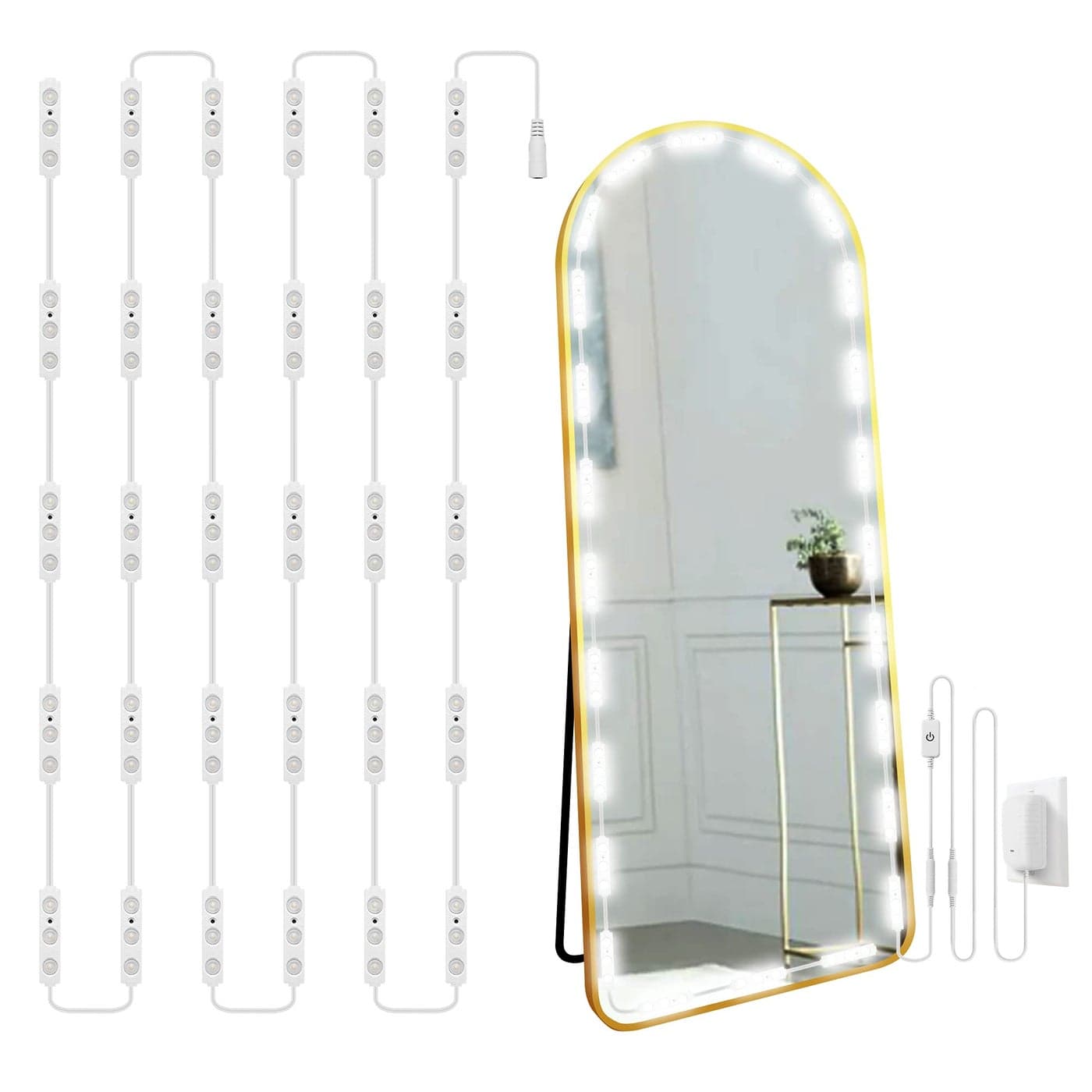 LPHUMEX Hollywood Glam Led Vanity Lights Kit 14ft Dimmable Mirror Lights Full Body Bathroom Lighting Plug in Floor Light with Power Supply Mirror not Inlcuded
