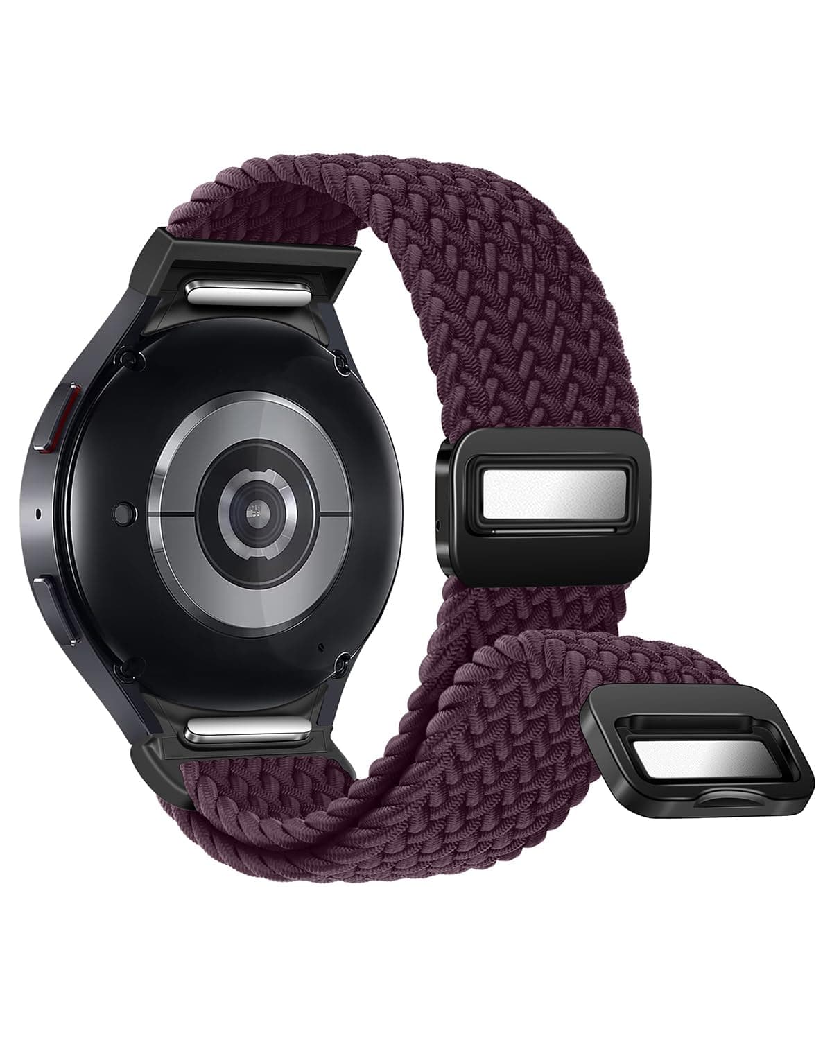 One Click No Gap Braided Bands Compatible with Samsung Galaxy Watch 7 6 4 5 FE Band 40mm 44mm/Galaxy Watch 6 4 Classic 47mm 43mm 42mm 46mm/Watch 5 Pro 45mm, 20mm Elastic Nylon Sport Strap Men Women (Crimson Cherry)