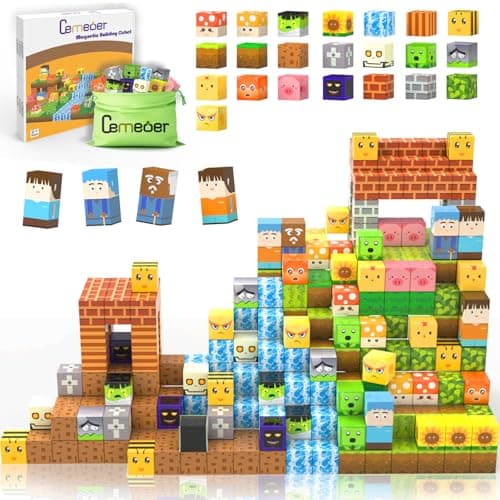 CEMECER Magnetic Blocks 100PCS 1in Zombie Magnetic Building Blocks Toy for Kids Build Cubes Stacking Magnetic Tiles Sensory Montessori Construction Game Toys Boys Girls Christmas Birthday Gifts