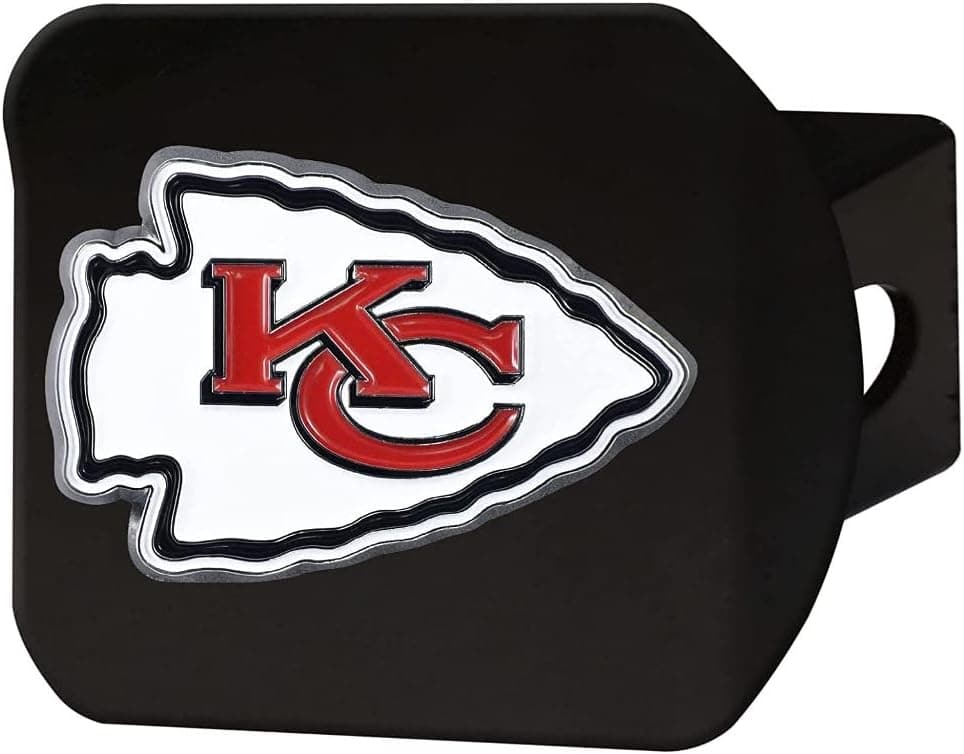 FANMATS 22574 Kansas City Chiefs Black Metal Hitch Cover 3D Color Emblem