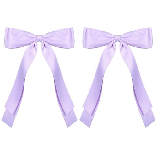 55 Light Purple Hair Ribbon Hair Bow Clips Silky Satin Barrettes Alligator Hairpins for Girl Women Mothers Day Gift Easter Spring Wedding Bridesmaid Outfit Dress Accessory