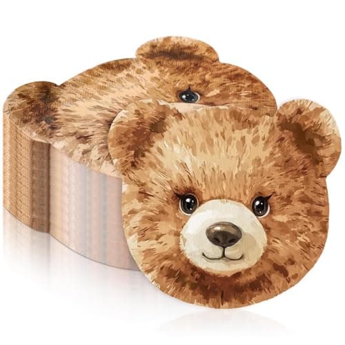 50 PCS Bear Shaped Napkins We Can Bearly Wait Baby Shower Decorations Brown Bear Party Supplies Disposable Paper Napkins for Boys Girls Kids Birthday Baby Shower Party Decorations Favors